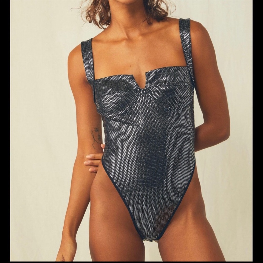 Free People Sequin Star Studded Bodysuit